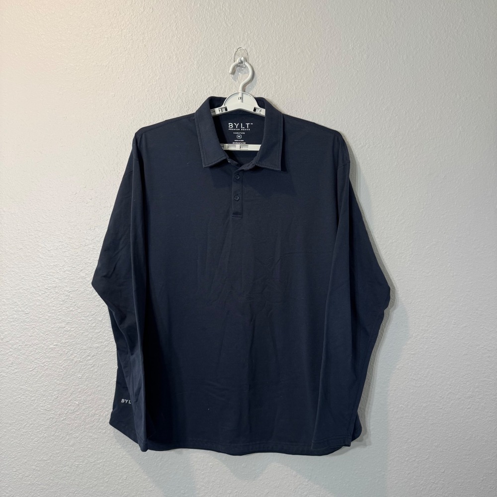 BYLT Men's Size 3XL Navy Long Sleeve‎ Signature Performance Polo Shirt